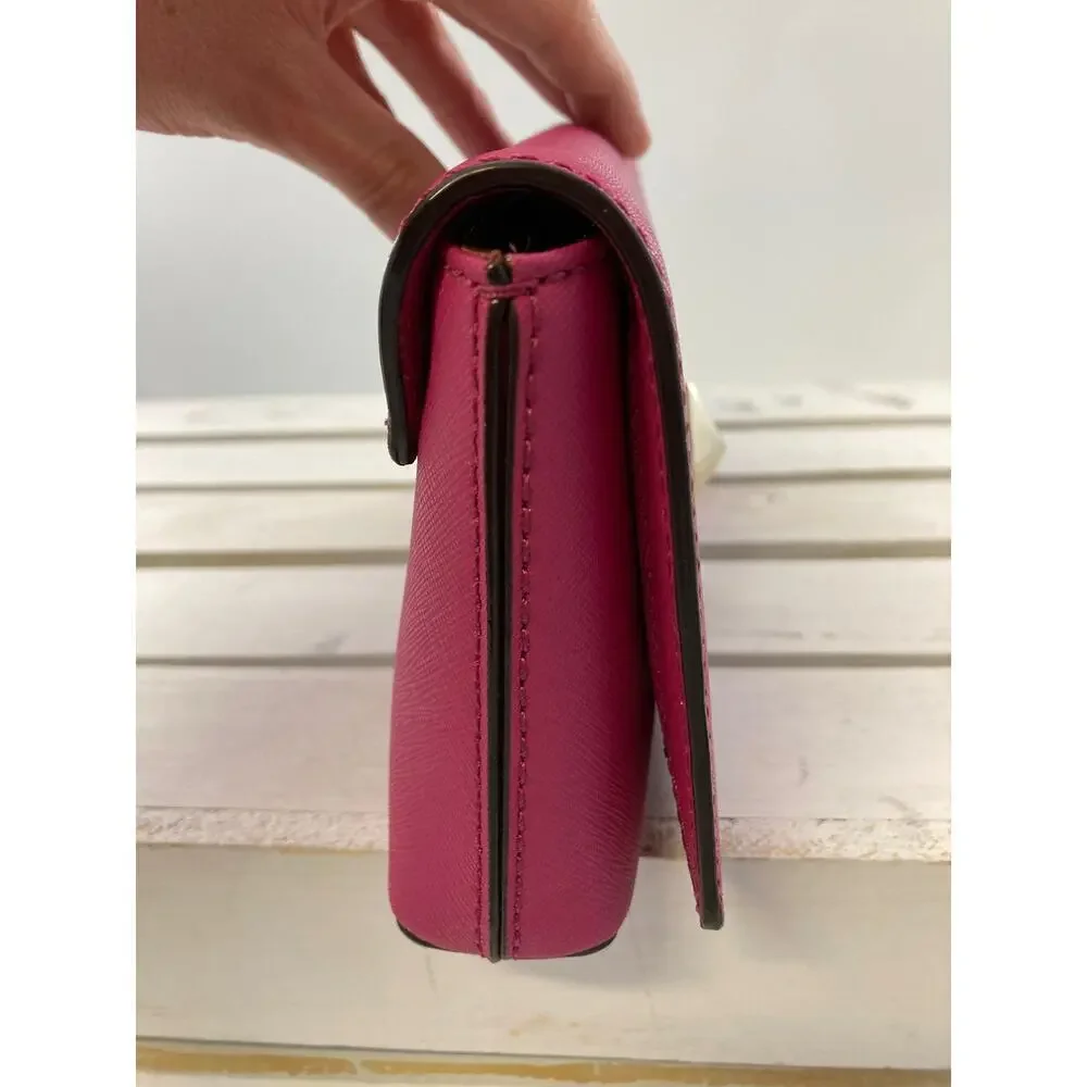 KATE SPADE, SMALL PINK RECTANGULAR SAFFIANO LEATHER CLUTCH